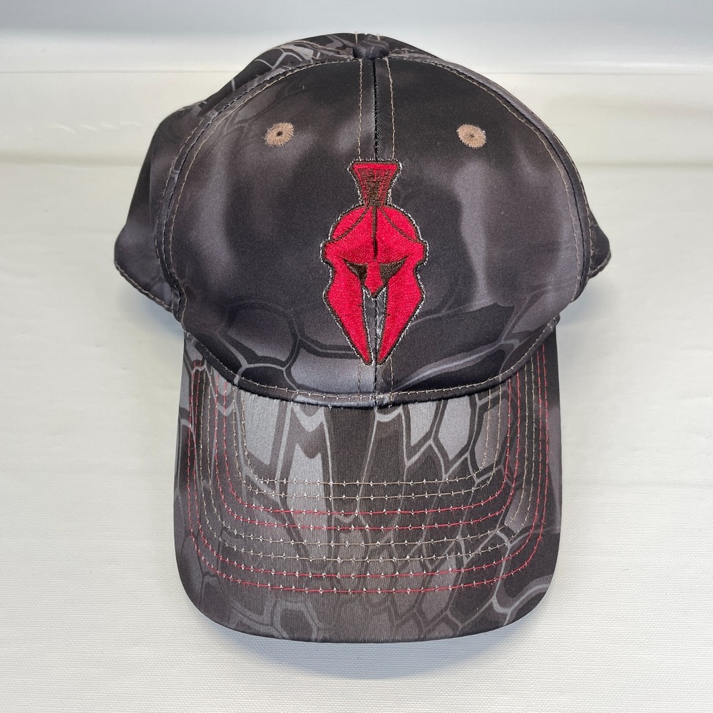 Kryptek Red Spartan Helmet Hat Gray Camo Snapback Adjustable Cap